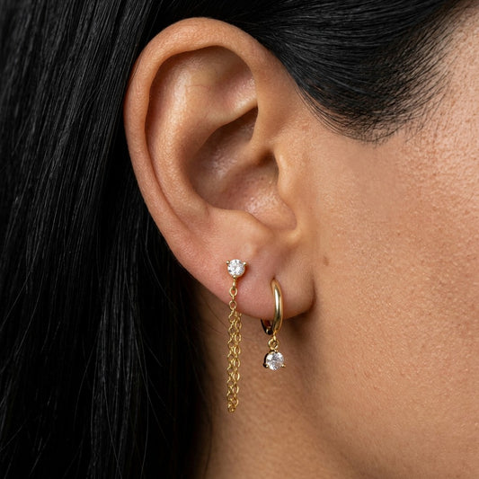 Aretes de Hilo con Zirconias de Colores