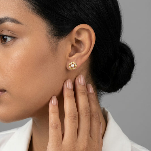 Aretes de Perla con Zirconias