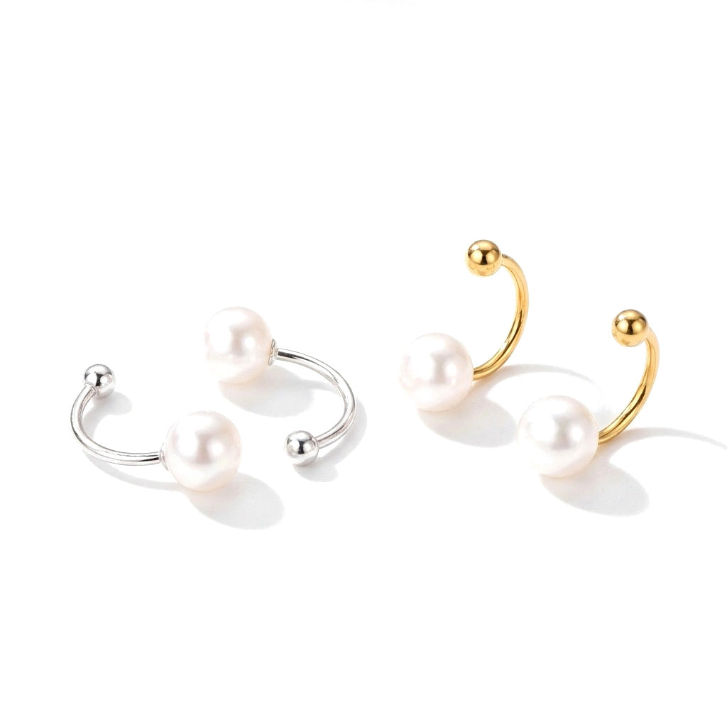 Aretes de Rosca con Perla de Agua Dulce