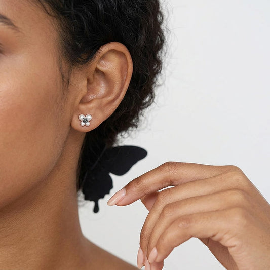 Aretes Doble Mariposa con Perla