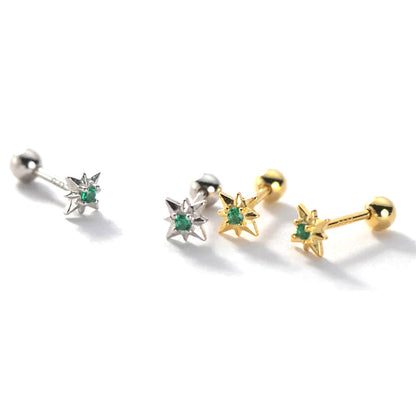 Aretes Estrella Blanca, Negra o Verde