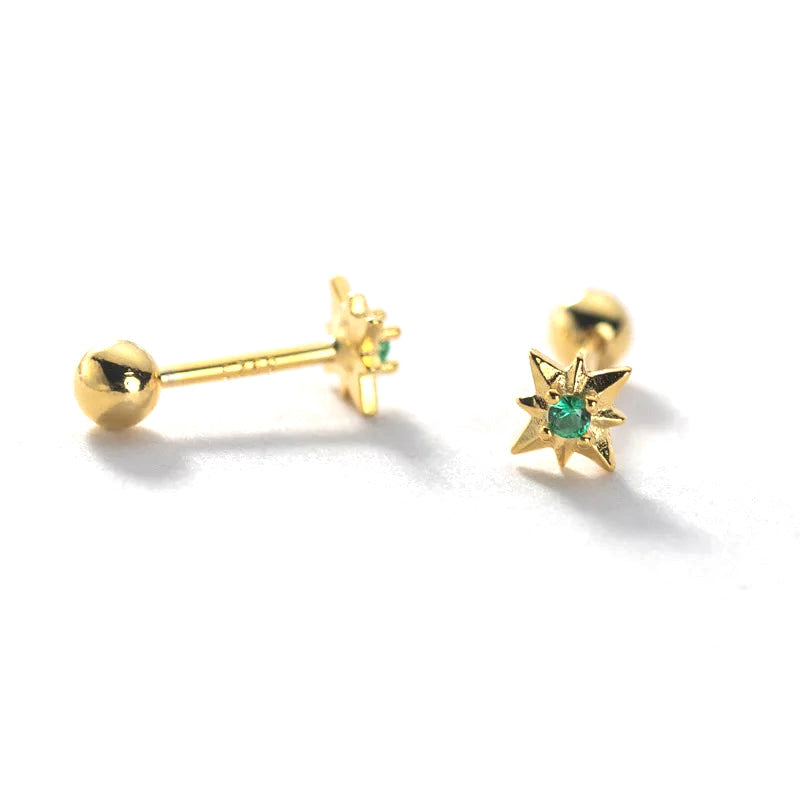 Aretes Estrella Blanca, Negra o Verde