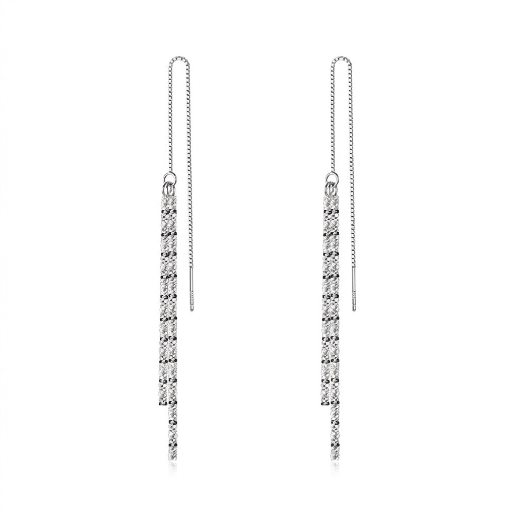 Aretes Estrella con Cadena Colgante