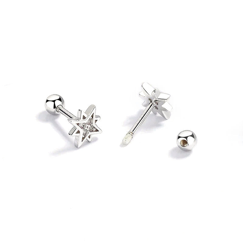 Aretes Estrella con Zirconia Blanca