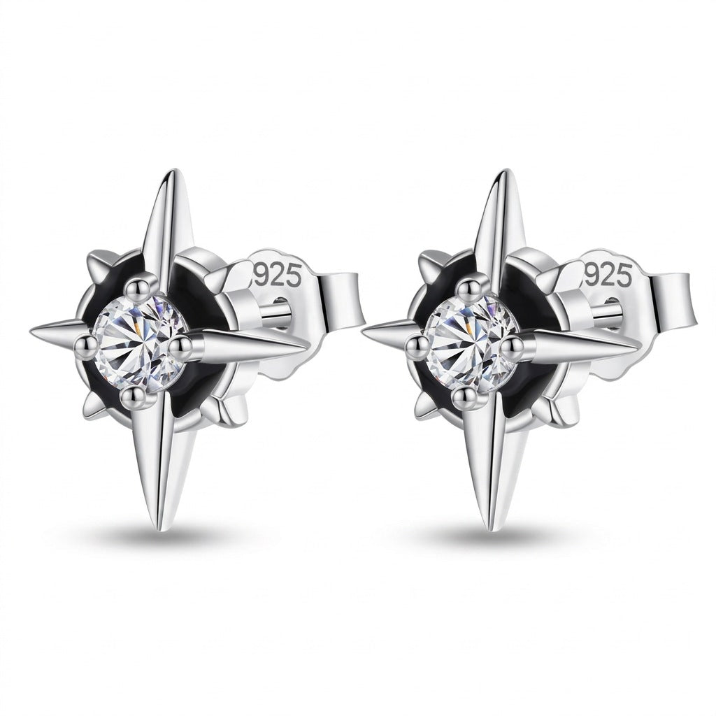 Aretes Estrella con Zirconia Negra o Blanca