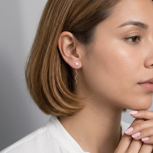 Aretes Estrella de Cinco Puntas con Zirconias