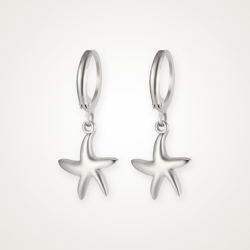 Aretes Estrella de mar plateados