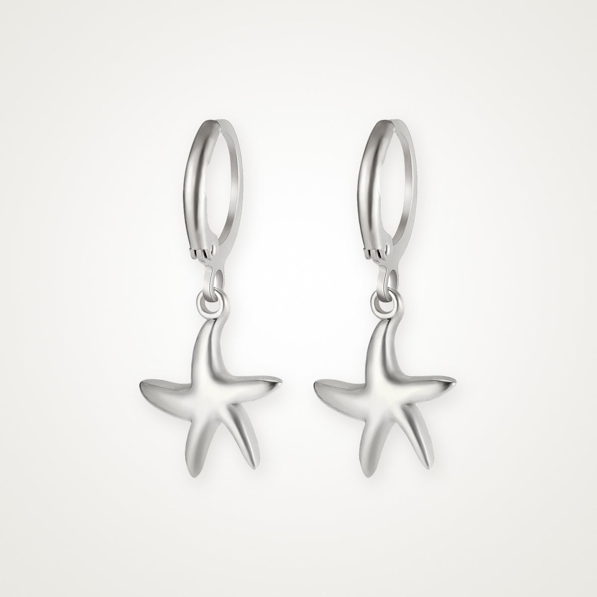 Aretes Estrella de mar plateados