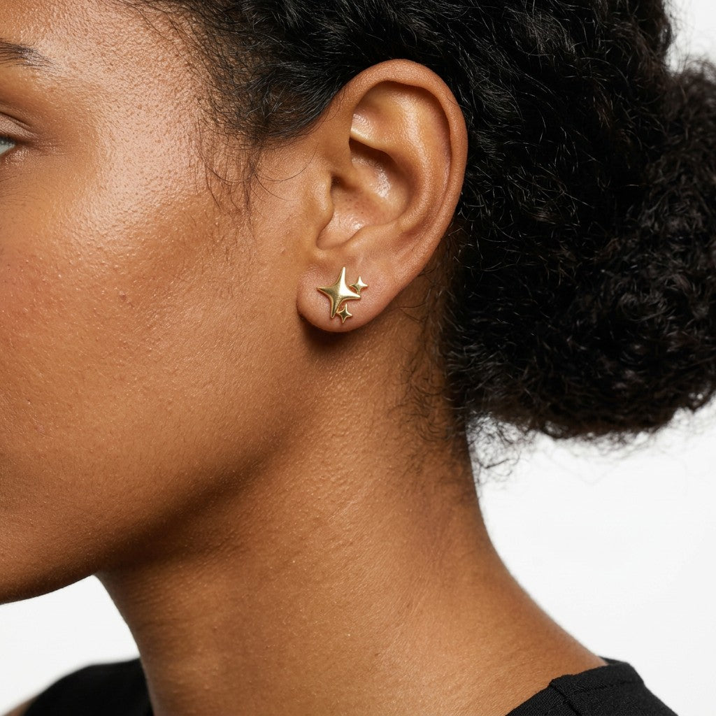 Aretes Estrella de Zirconia en Plateado o Dorado