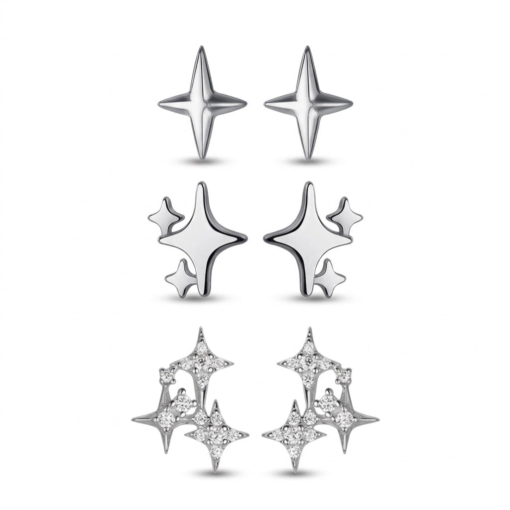 Aretes Estrella de Zirconia en Plateado o Dorado