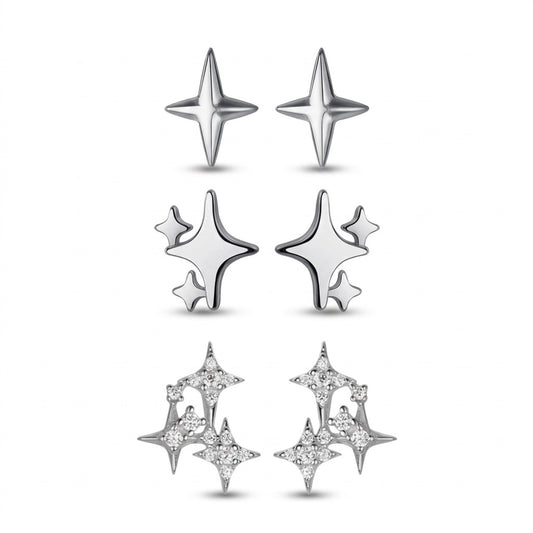 Aretes Estrella de Zirconia en Plateado o Dorado