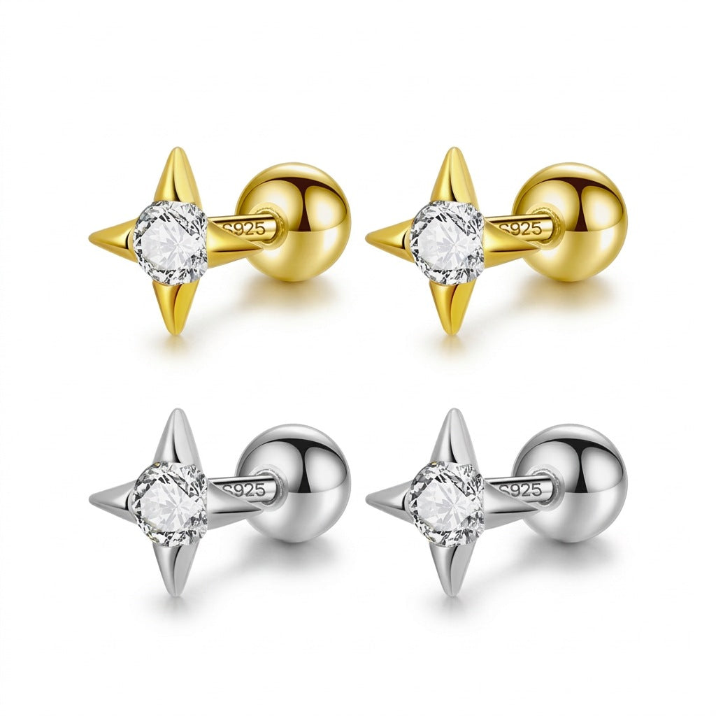 Aretes Estrella Minimalista con Zirconia