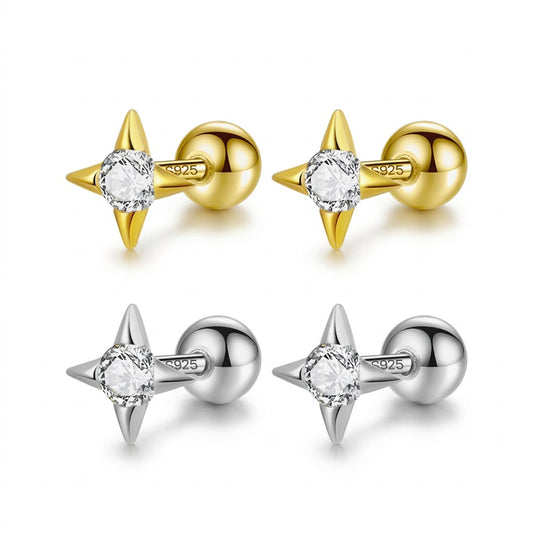 Aretes Estrella Minimalista con Zirconia