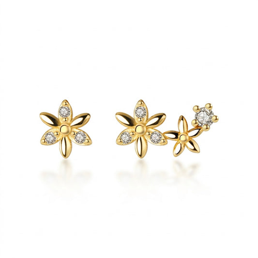 Aretes Flor Asimétricos