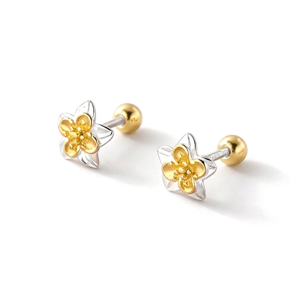 Aretes Flor Bicolor