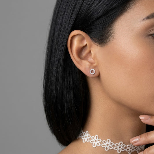 Aretes Flor Calada con Perla