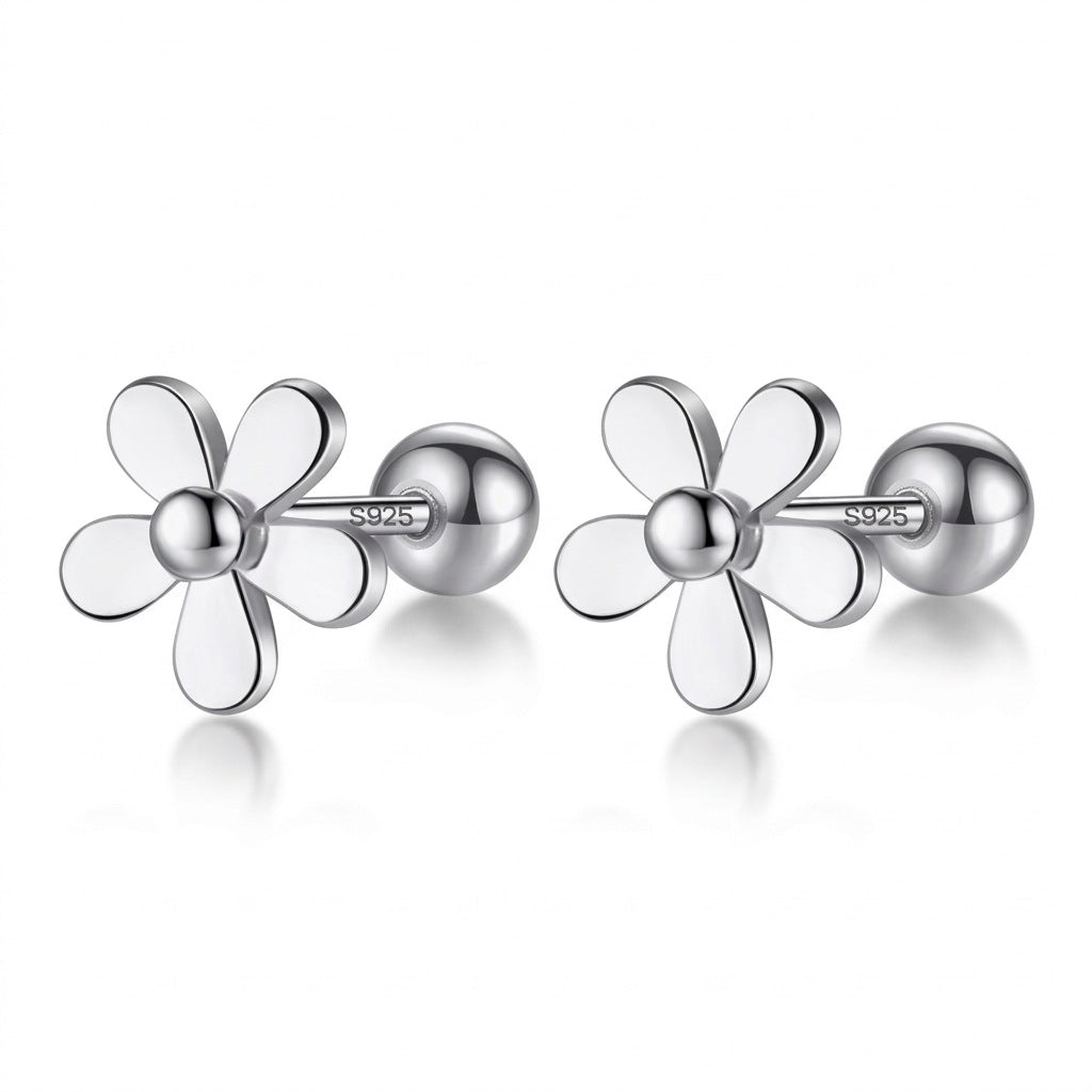 Aretes Flor con Cierre de Rosca
