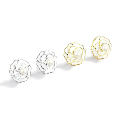 Aretes Flor con Perla