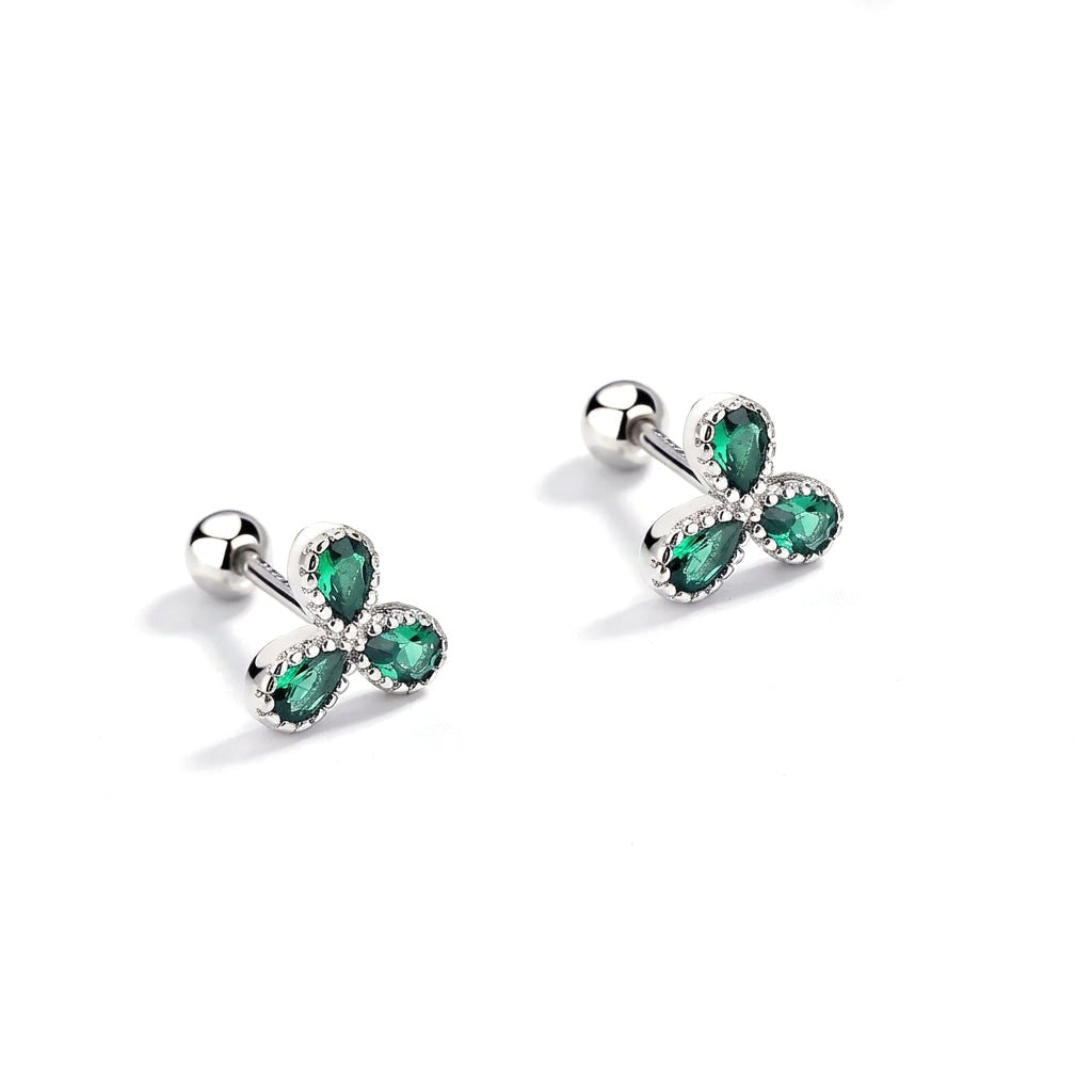 Aretes Flor con Zirconia de Rosca