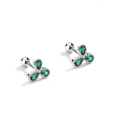 Aretes Flor con Zirconia de Rosca