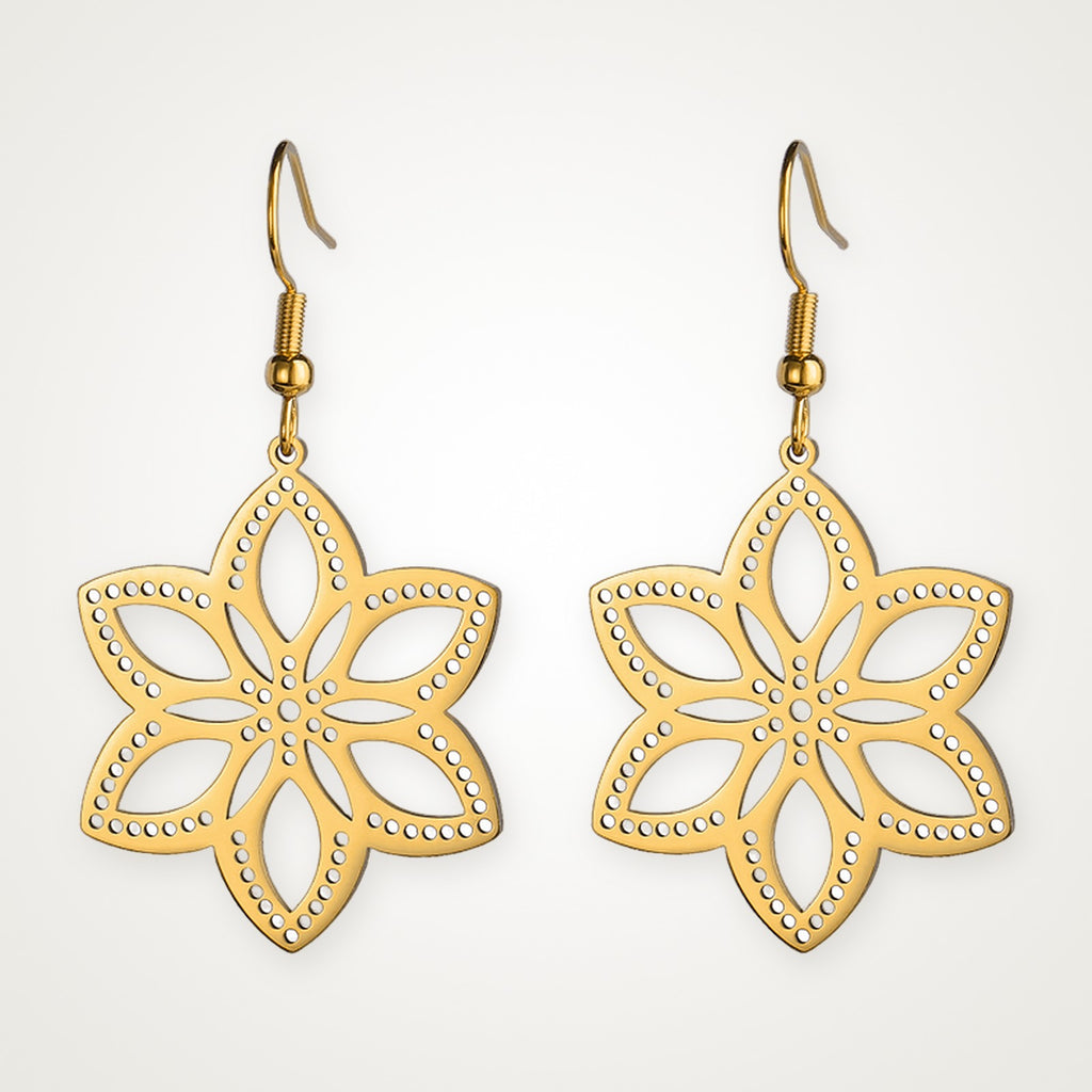 Aretes Flor de seis pétalos dorados