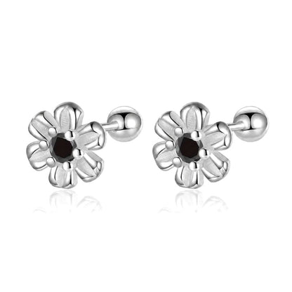 Aretes Flor de Zirconia con Rosca