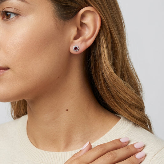Aretes Flor Esmaltada con Cierre de Rosca