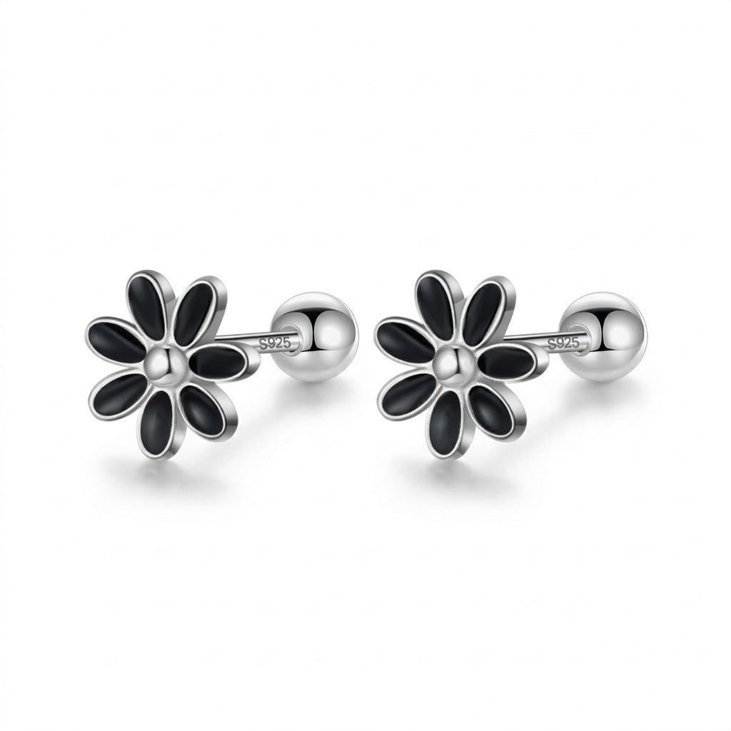 Aretes Flor Esmaltada con Rosca