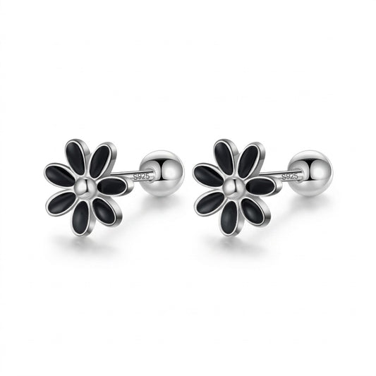 Aretes Flor Esmaltada con Rosca