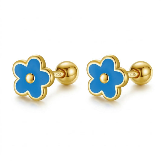 Aretes Flor Esmaltada de Colores