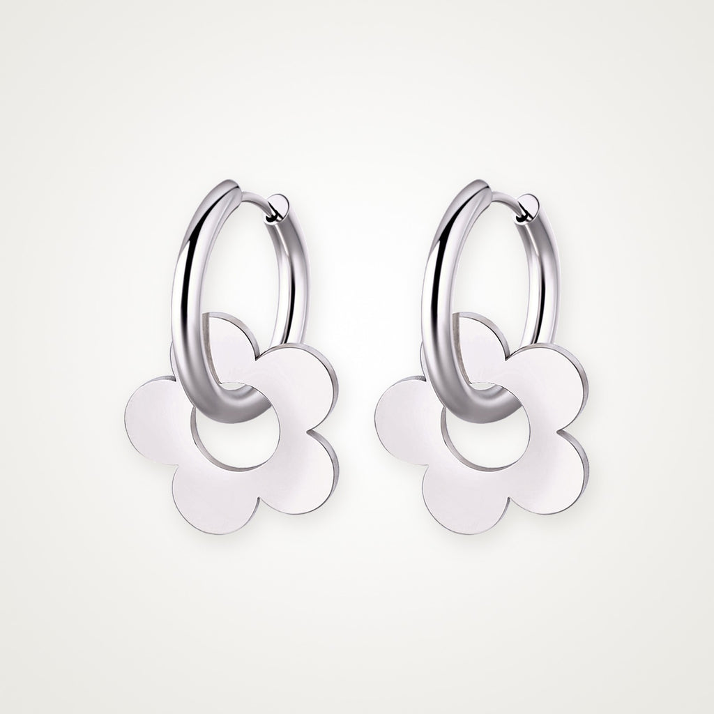 Aretes Flor plateados