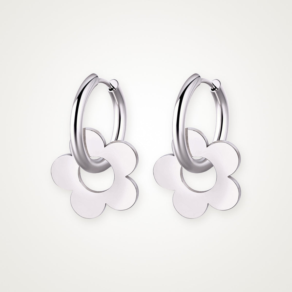 Aretes Flor plateados