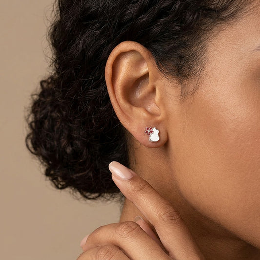 Aretes Flor y Gatito con Zirconias