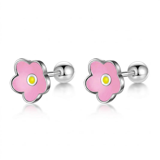 Aretes Florecita Esmaltada con Rosca
