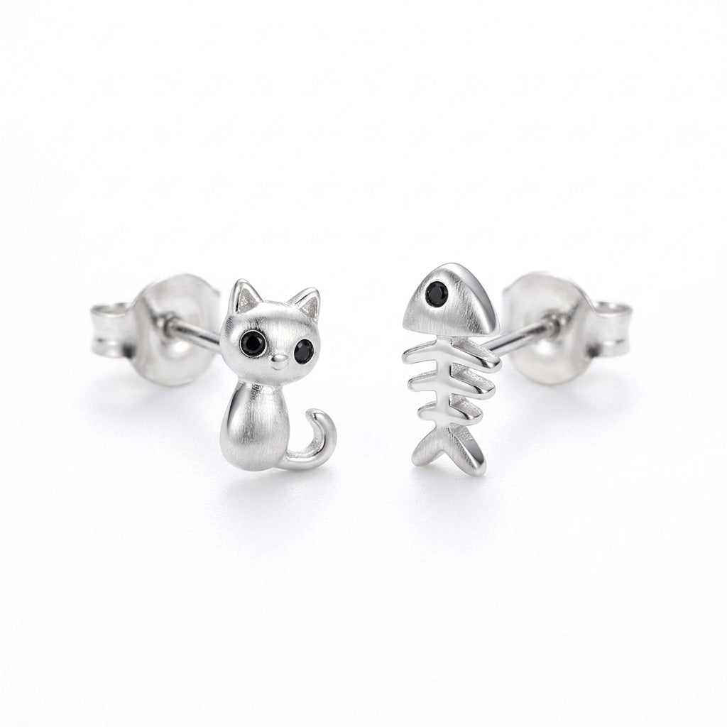 Aretes Gato y Espina de Pescado