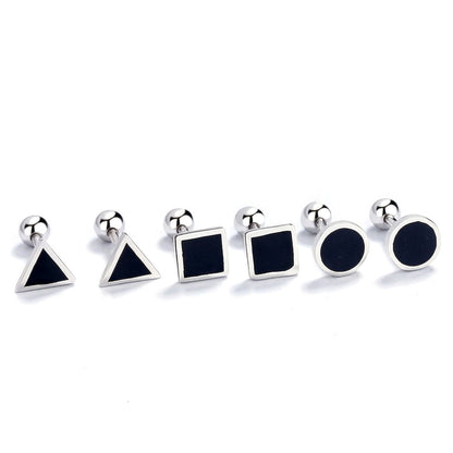 Aretes Geométricos con Esmalte Negro