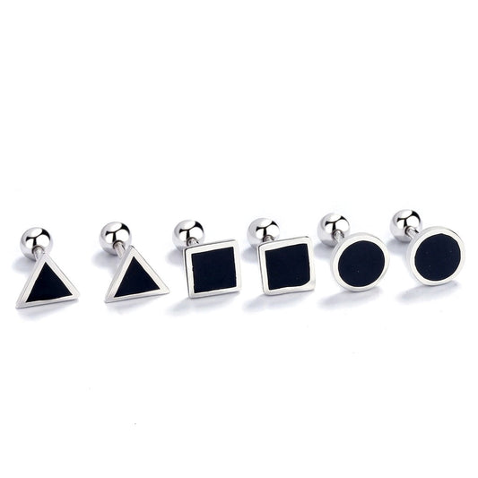 Aretes Geométricos con Esmalte Negro