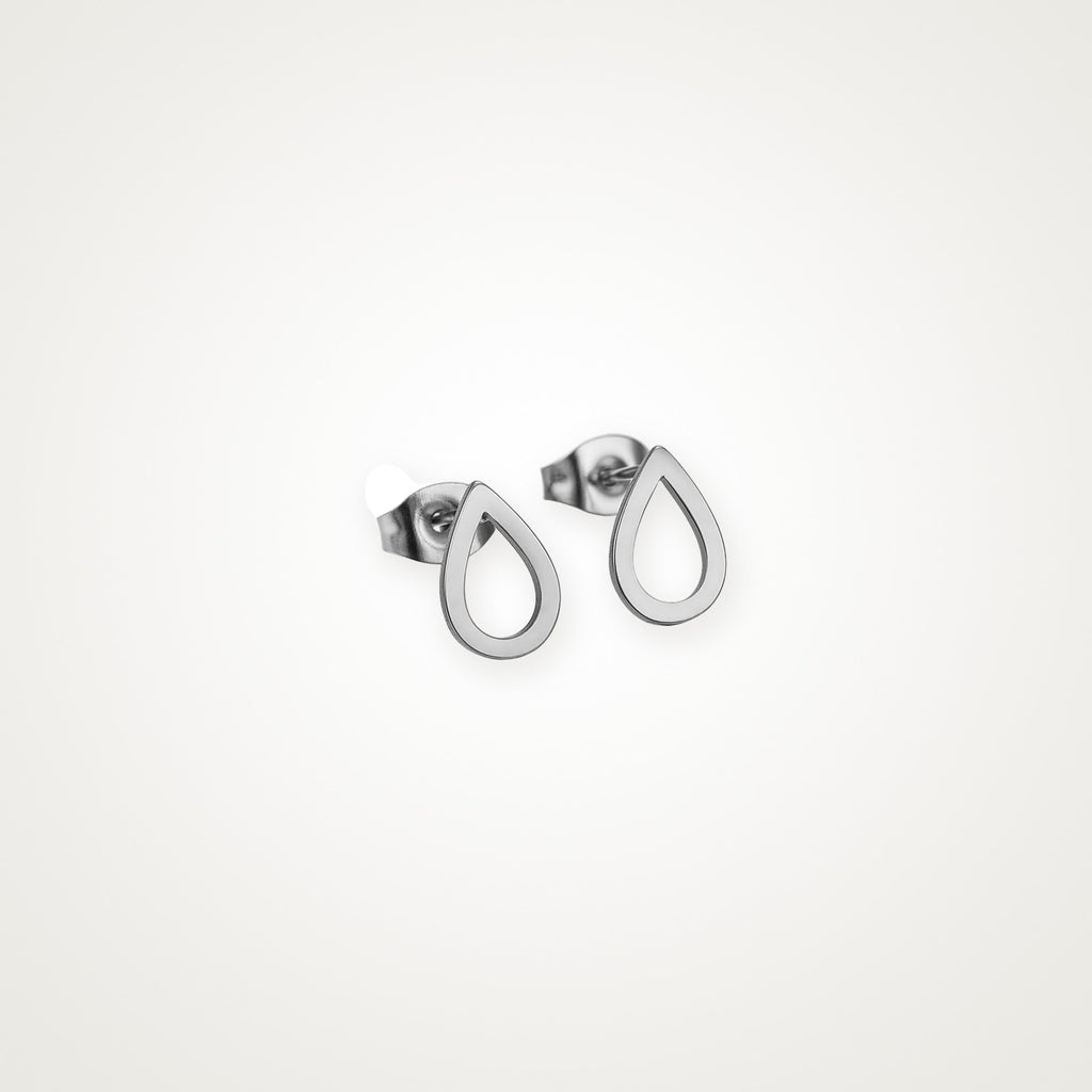 Aretes Gota hueca plateados