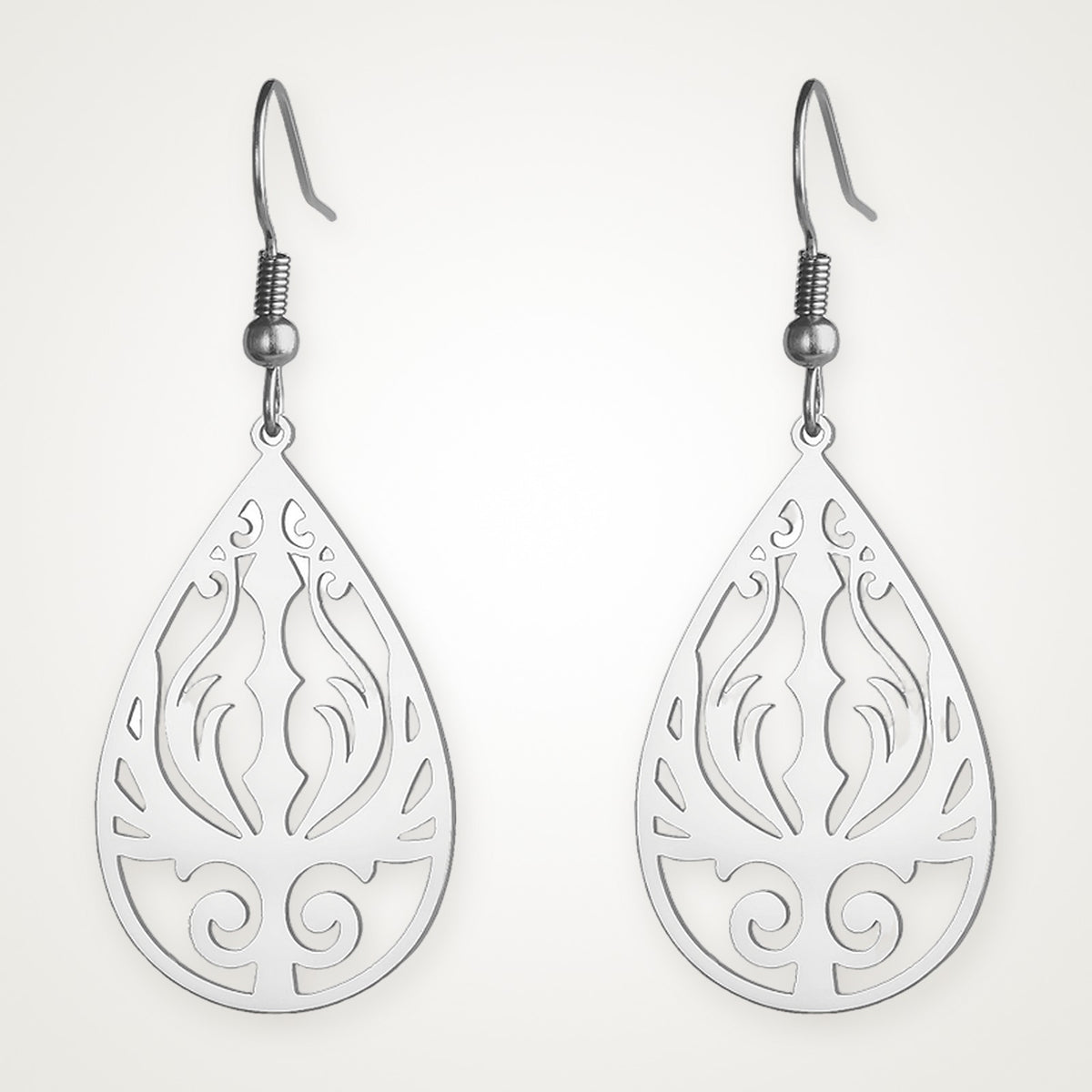 Aretes Gota ornamental plateados