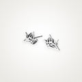 Aretes Grulla de origami plateados