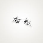 Aretes Grulla de origami plateados