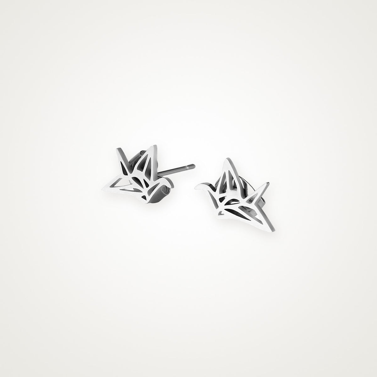 Aretes Grulla de origami plateados