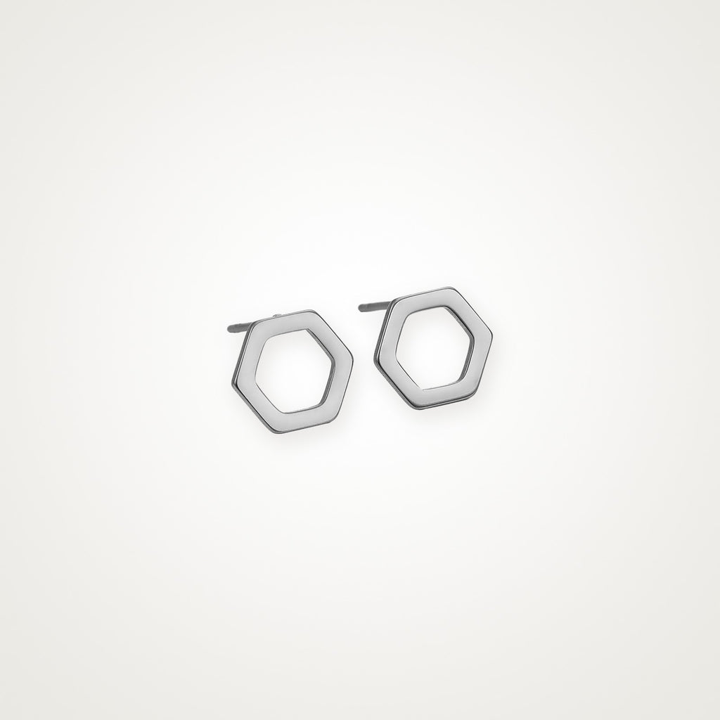 Aretes Hexágono plateados