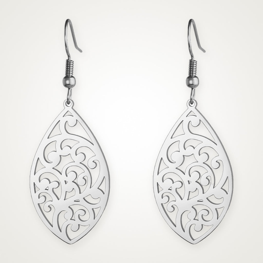 Aretes Hoja de filigrana plateados