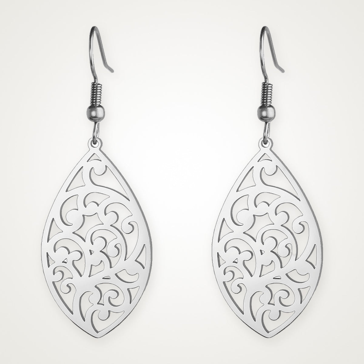 Aretes Hoja de filigrana plateados