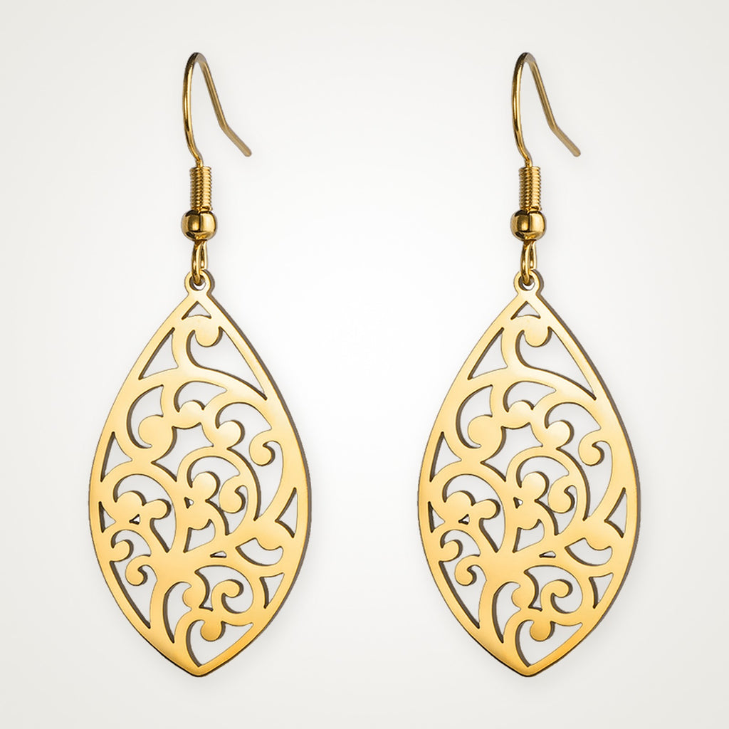 Aretes Hoja de filigrana dorados