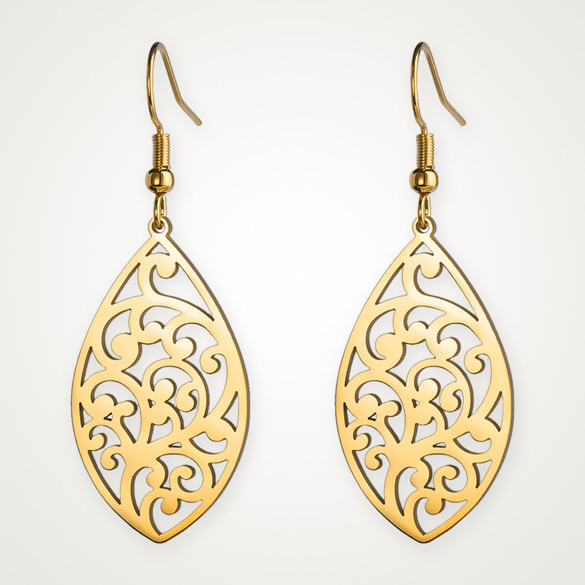Aretes Hoja de filigrana dorados
