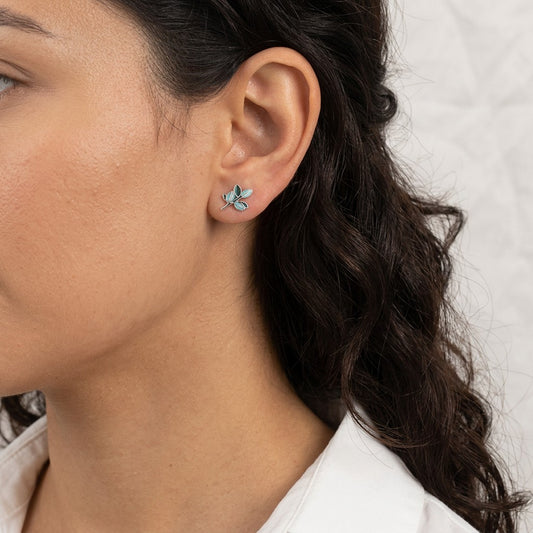 Aretes Hojas Esmaltadas Verdes