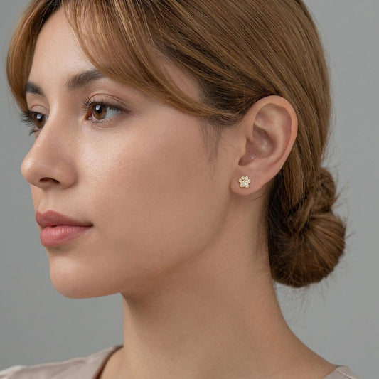 Aretes Huellita de Gato con Zirconias