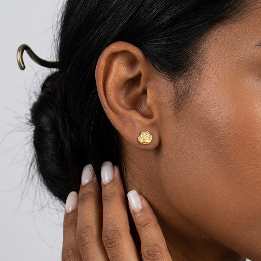 Aretes Huellita de Gato en Plateado o Dorado